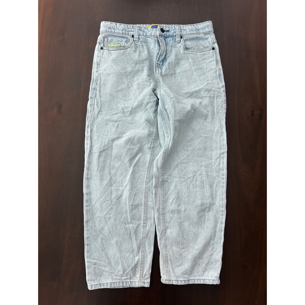 Empyre Loose Fit Light Wash Skate Jeans Blue Graffiti Logo Size 26